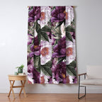 Purple Plum Pink Watercolor Peonies and Greenery Window Curtain Gallery Image 5