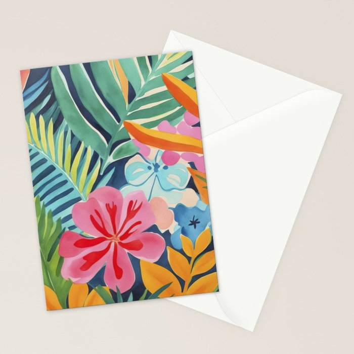 Exotic Garden Escape Multicolor Modern Botanical Art Stationery Card Gallery Image 2