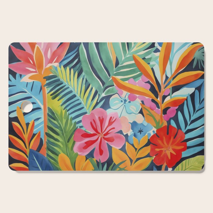 Exotic Garden Escape Multicolor Modern Botanical Art Cutting Board Gallery Image 1