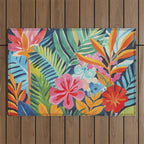 Exotic Garden Escape Multicolor Modern Botanical Art Outdoor Rug Gallery Image 1