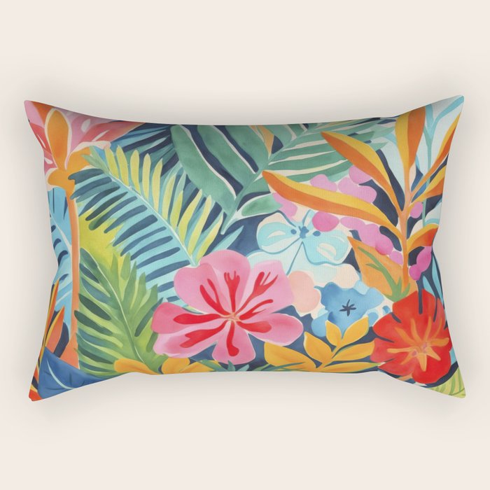 Exotic Garden Escape Multicolor Modern Botanical Art Rectangular Pillow Gallery Image 2