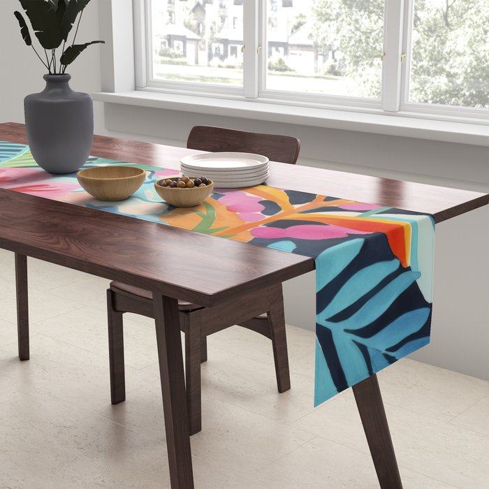Exotic Garden Escape Multicolor Modern Botanical Art Table Runner Gallery Image 2