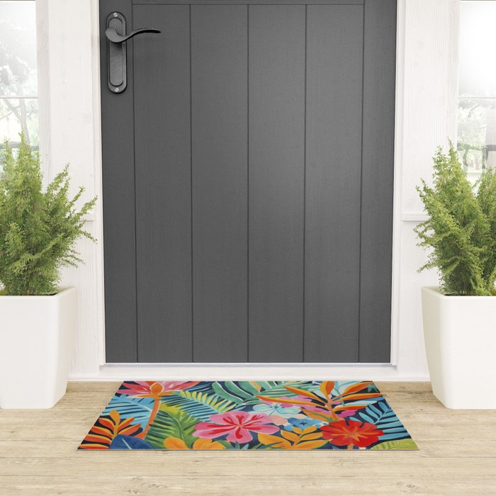 Exotic Garden Escape Multicolor Modern Botanical Art Welcome Mat Gallery Image 3
