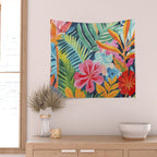 Exotic Garden Escape Multicolor Modern Botanical Art Wall Tapestry Gallery Image 2