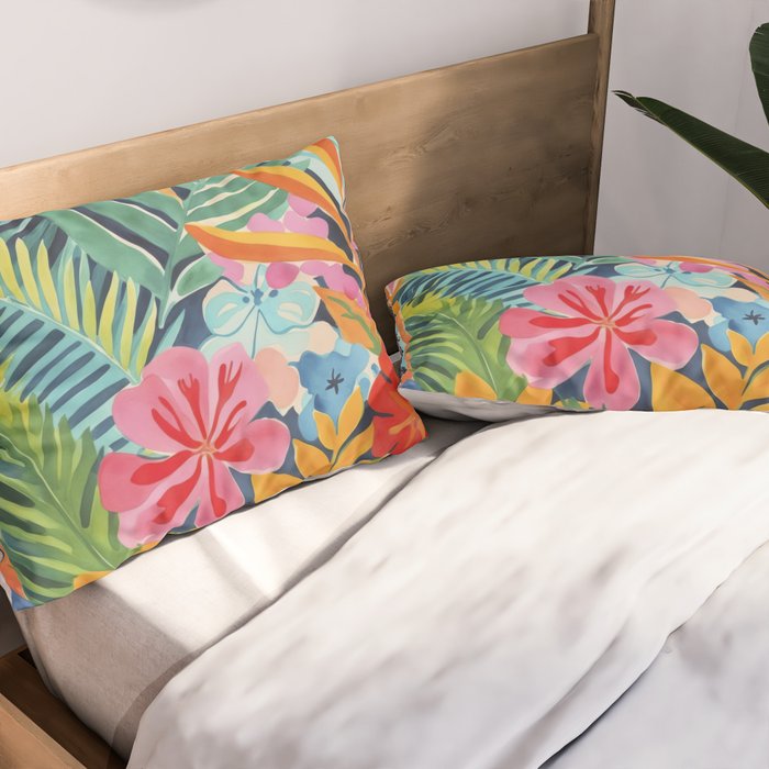 Exotic Garden Escape Multicolor Modern Botanical Art Pillow Sham Gallery Image 2