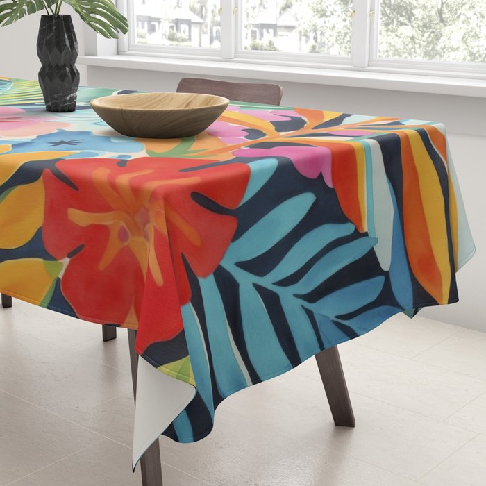 Exotic Garden Escape Multicolor Modern Botanical Art Tablecloth Gallery Image 3