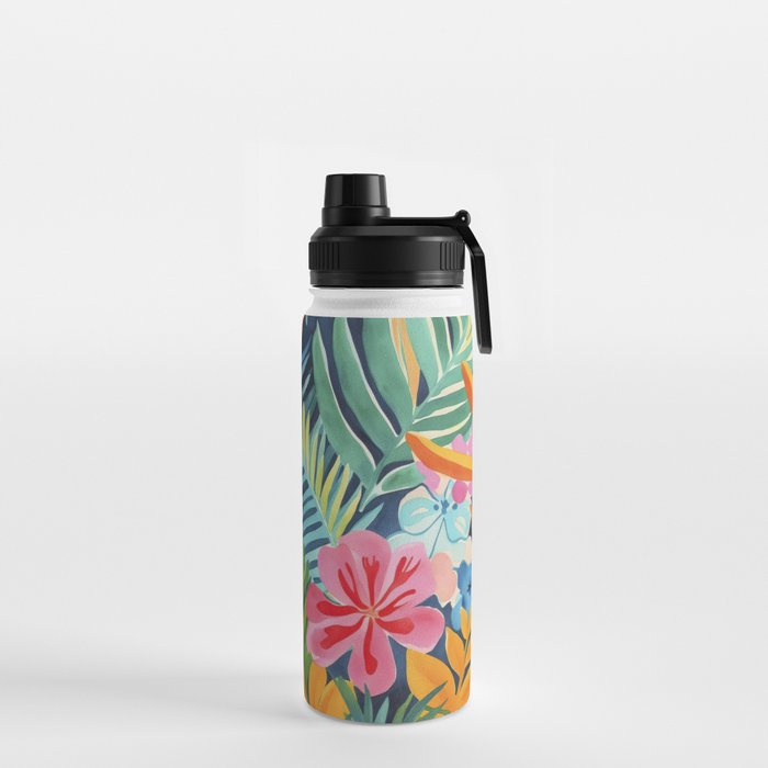 Exotic Garden Escape Multicolor Modern Botanical Art Water Bottle Gallery Image 2