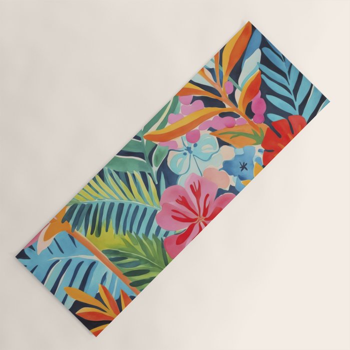 Exotic Garden Escape Multicolor Modern Botanical Art Yoga Mat Gallery Image 1