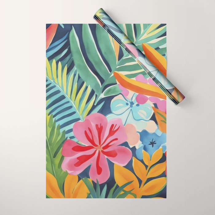 Exotic Garden Escape Multicolor Modern Botanical Art Wrapping Paper Gallery Image 1