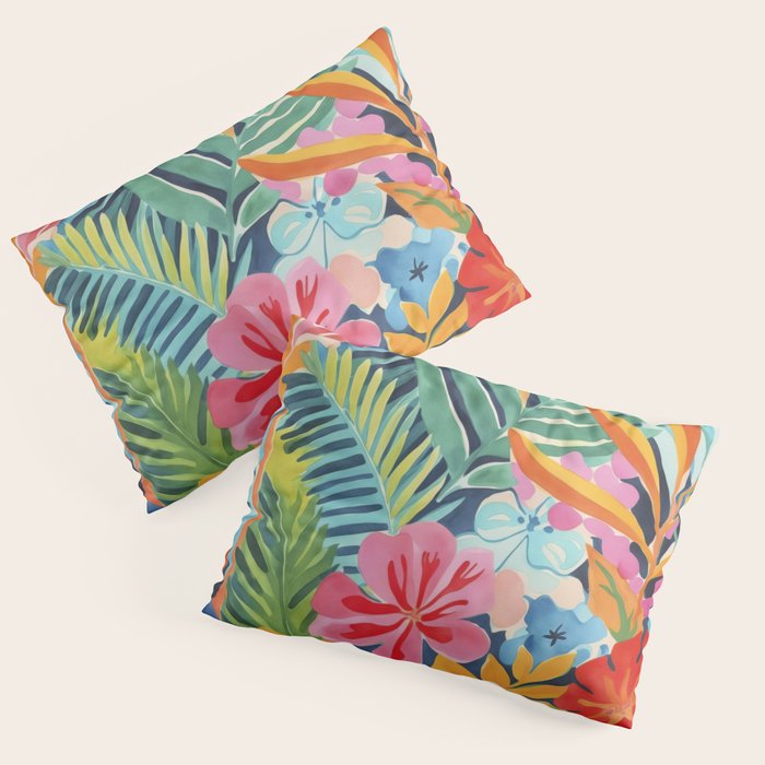 Exotic Garden Escape Multicolor Modern Botanical Art Pillow Sham Gallery Image 3