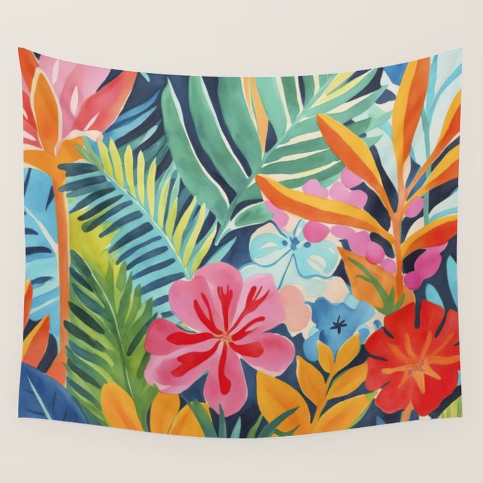 Exotic Garden Escape Multicolor Modern Botanical Art Wall Tapestry Gallery Image 4