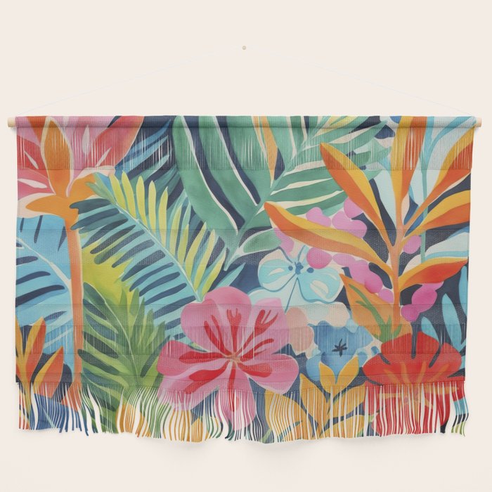 Exotic Garden Escape Multicolor Modern Botanical Art Wall Hanging Gallery Image 1