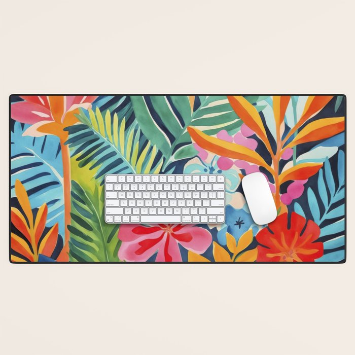 Exotic Garden Escape Multicolor Modern Botanical Art Desk Mat Gallery Image 1