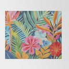 Exotic Garden Escape Multicolor Modern Botanical Art Throw Blanket Gallery Image 2