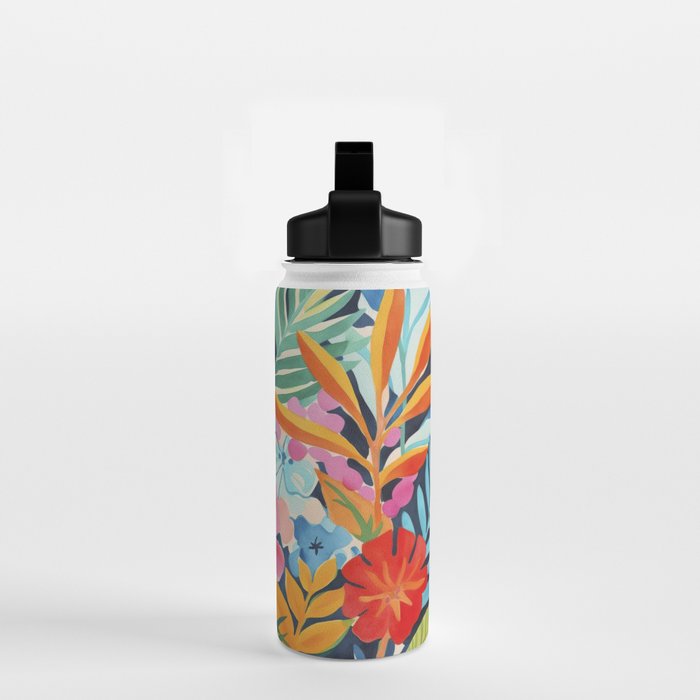 Exotic Garden Escape Multicolor Modern Botanical Art Water Bottle Gallery Image 2