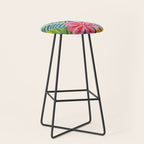 Exotic Garden Escape Multicolor Modern Botanical Art Stool Gallery Image 1