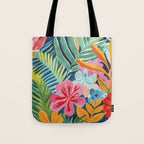Exotic Garden Escape Multicolor Modern Botanical Art Tote Bag Gallery Image 1