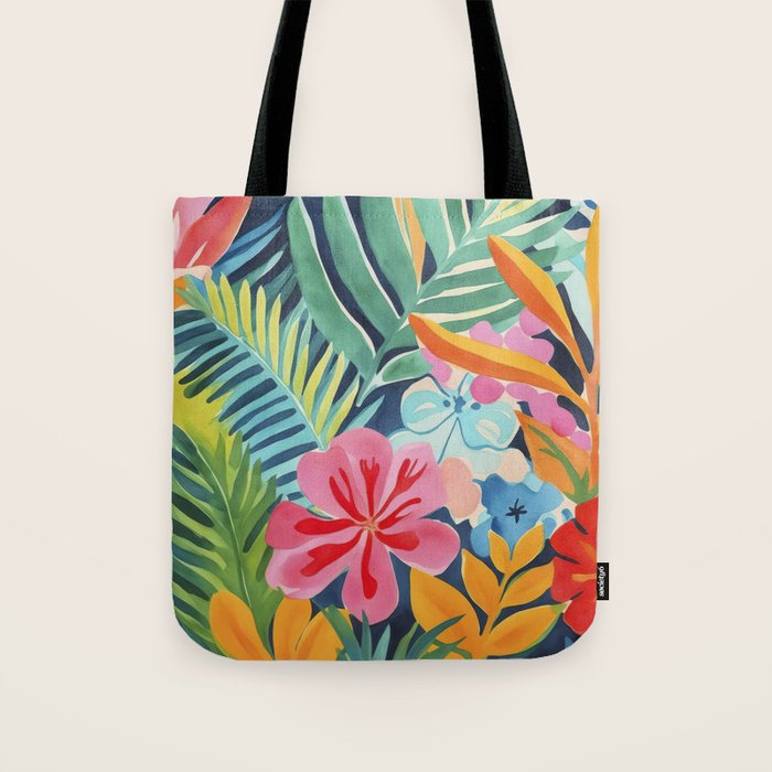 Exotic Garden Escape Multicolor Modern Botanical Art Tote Bag Gallery Image 1