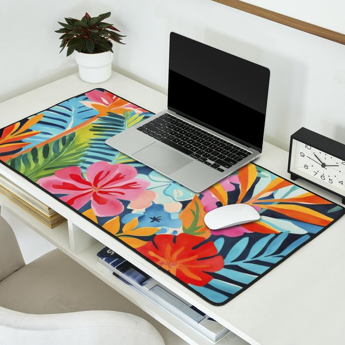 Exotic Garden Escape Multicolor Modern Botanical Art Desk Mat Gallery Image 2
