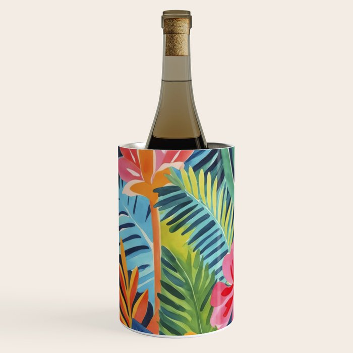 Exotic Garden Escape Multicolor Modern Botanical Art Wine Chiller Gallery Image 2