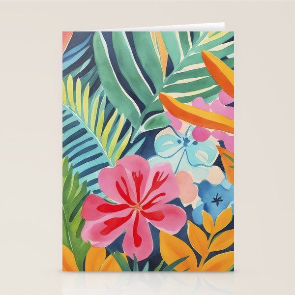 Exotic Garden Escape Multicolor Modern Botanical Art Stationery Card Gallery Image 1