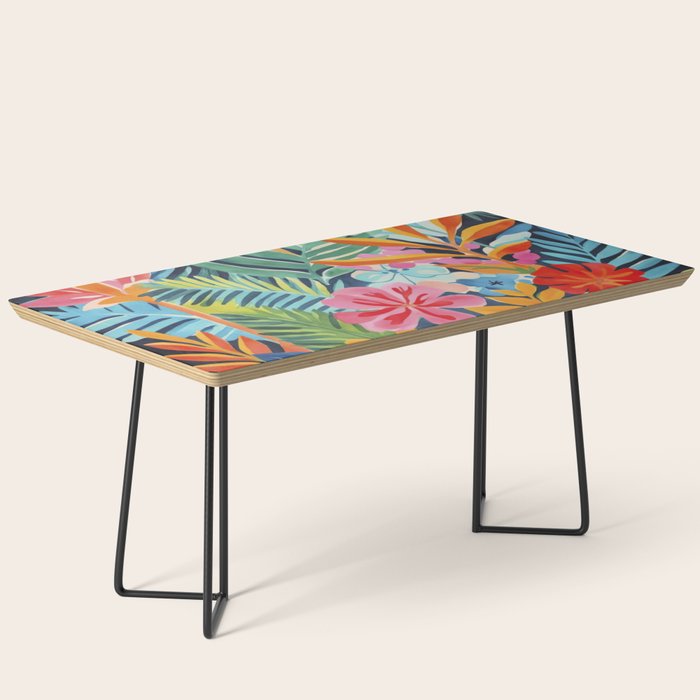 Exotic Garden Escape Multicolor Modern Botanical Art Coffee Table Gallery Image 1