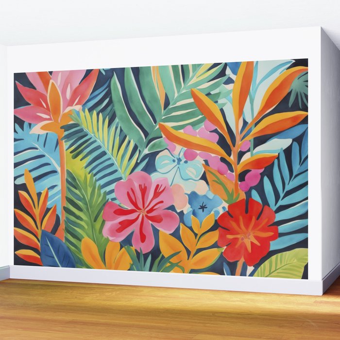 Exotic Garden Escape Multicolor Modern Botanical Art Wall Mural Gallery Image 2