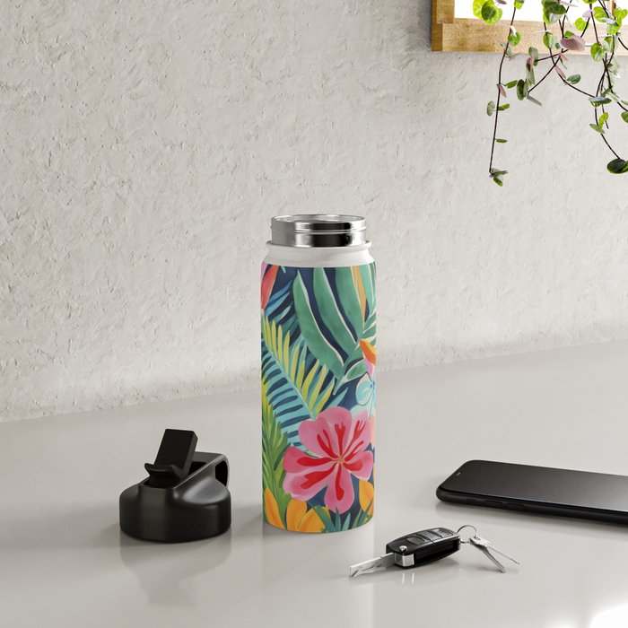 Exotic Garden Escape Multicolor Modern Botanical Art Water Bottle Gallery Image 4