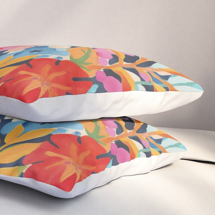 Exotic Garden Escape Multicolor Modern Botanical Art Pillow Sham Gallery Image 3