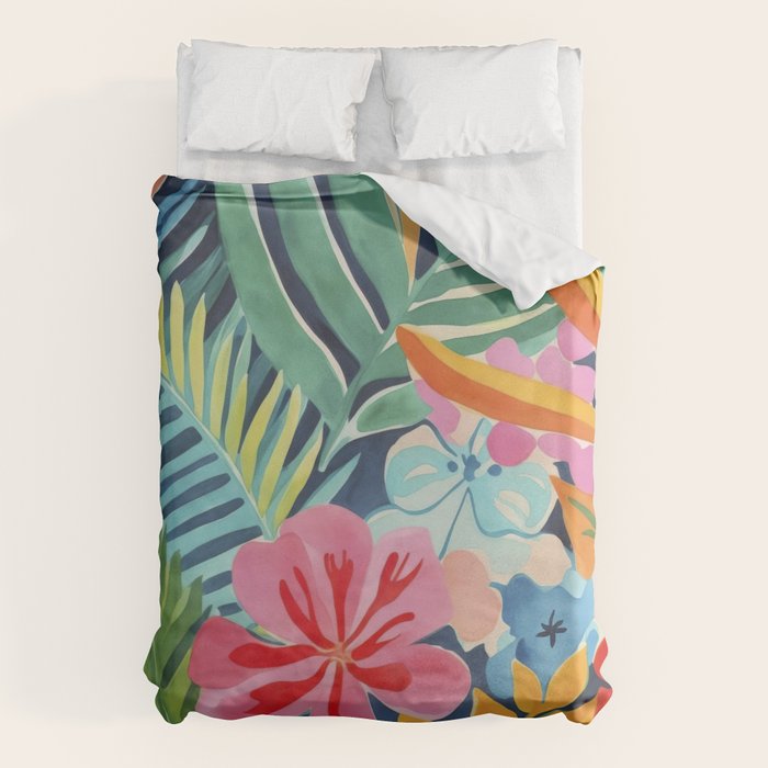 Exotic Garden Escape Multicolor Modern Botanical Art Duvet Cover Gallery Image 1