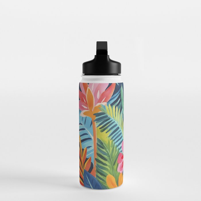 Exotic Garden Escape Multicolor Modern Botanical Art Water Bottle Gallery Image 3