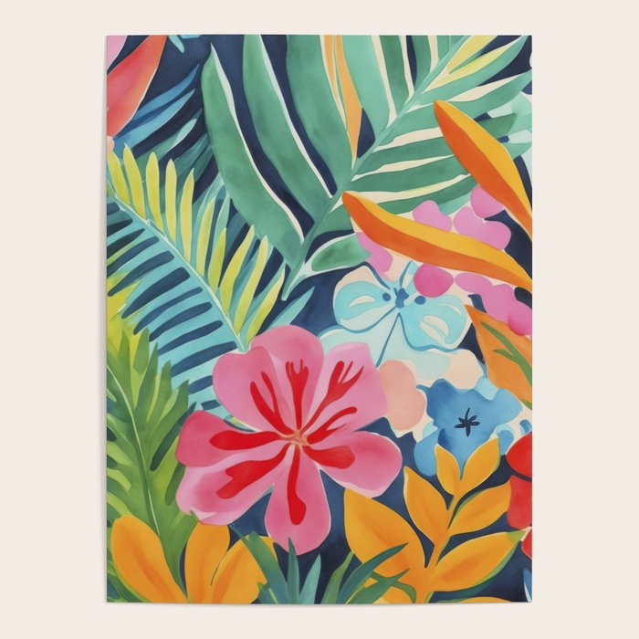 Exotic Garden Escape Multicolor Modern Botanical Art Poster Gallery Image 4
