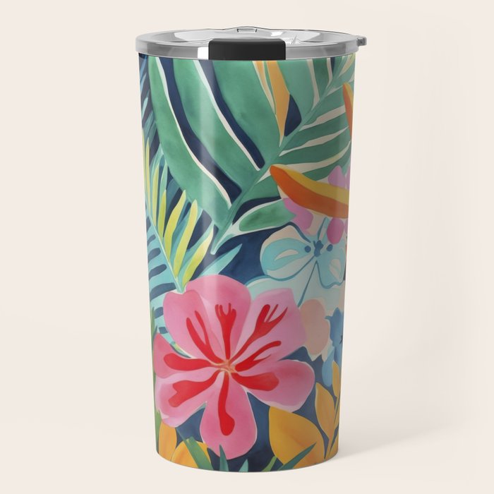 Exotic Garden Escape Multicolor Modern Botanical Art Travel Mug Gallery Image 1