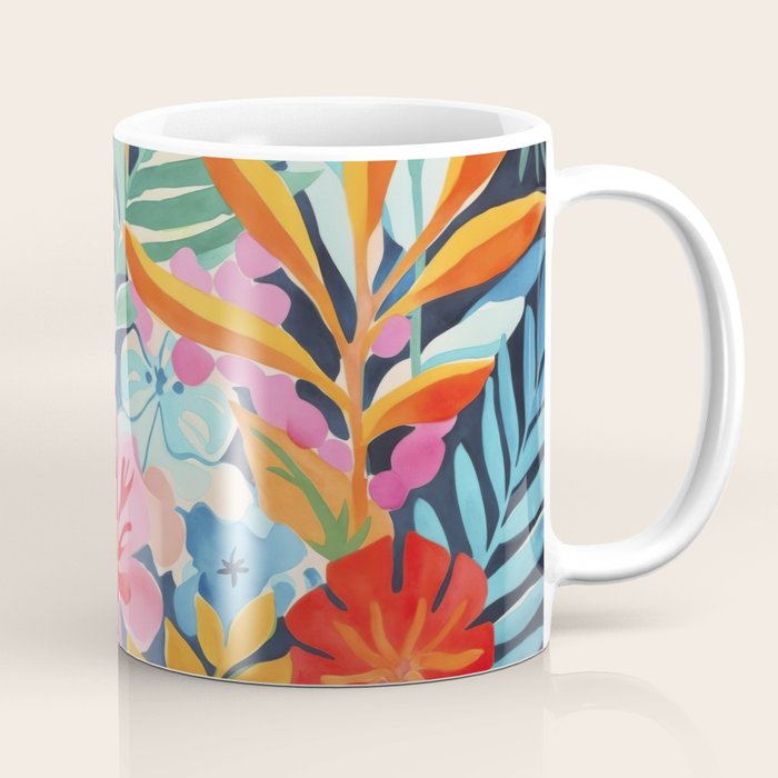 Exotic Garden Escape Multicolor Modern Botanical Art Coffee Mug Gallery Image 1