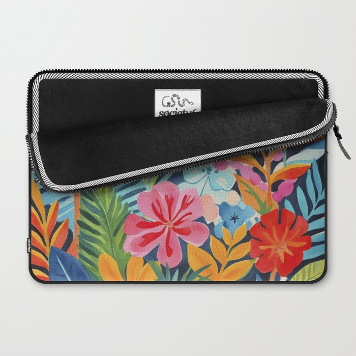 Exotic Garden Escape Multicolor Modern Botanical Art Laptop Sleeve Gallery Image 2