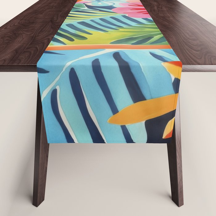 Exotic Garden Escape Multicolor Modern Botanical Art Table Runner Gallery Image 1