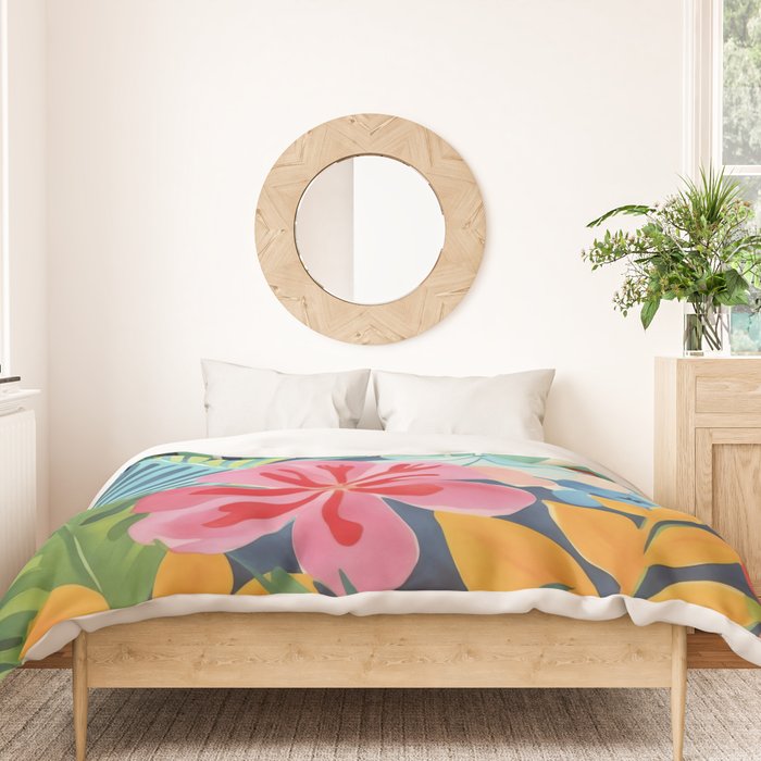 Exotic Garden Escape Multicolor Modern Botanical Art Duvet Cover Gallery Image 3