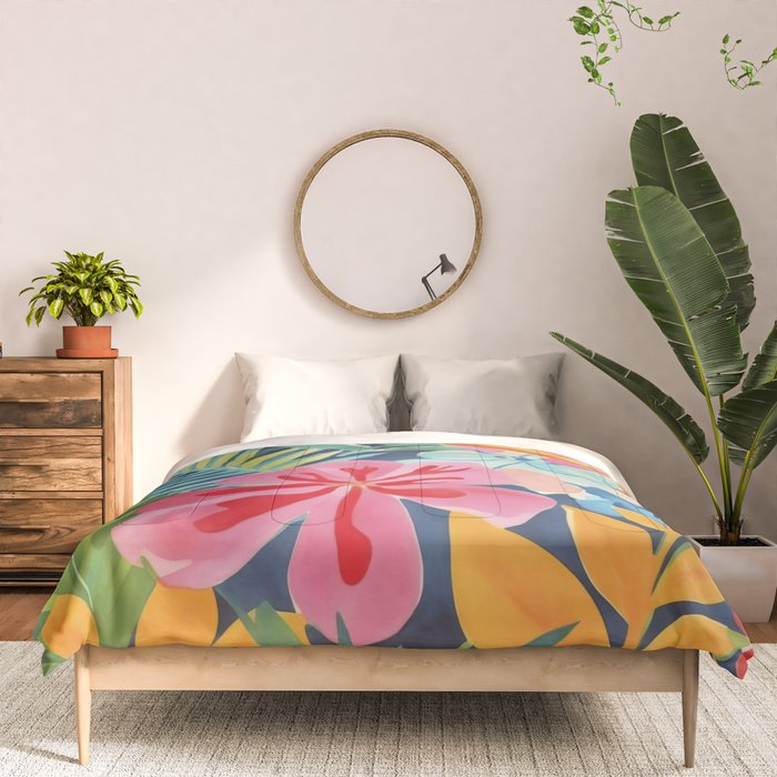 Exotic Garden Escape Multicolor Modern Botanical Art Comforter Gallery Image 3
