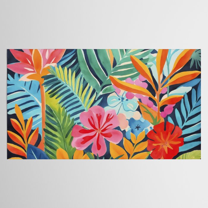Exotic Garden Escape Multicolor Modern Botanical Art Tablecloth Gallery Image 2