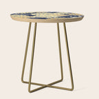 Floral Leaves and Blooms, Yellow and Navy Blue Side Table Gallery Image 1