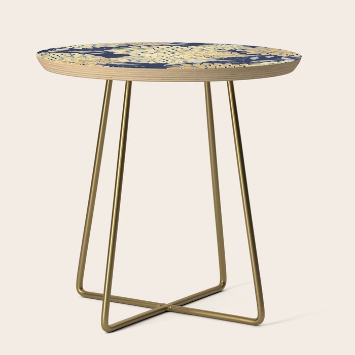 Floral Leaves and Blooms, Yellow and Navy Blue Side Table Gallery Image 1