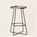 Floral Leaves and Blooms, Yellow and Navy Blue Stool Gallery Image 1