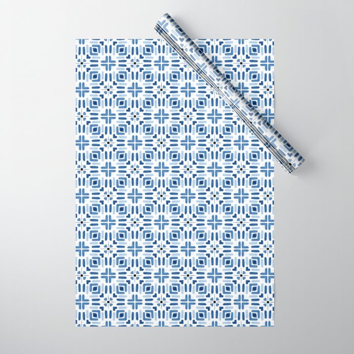 Moroccan patchwork tile - blue Wrapping Paper Gallery Image 1