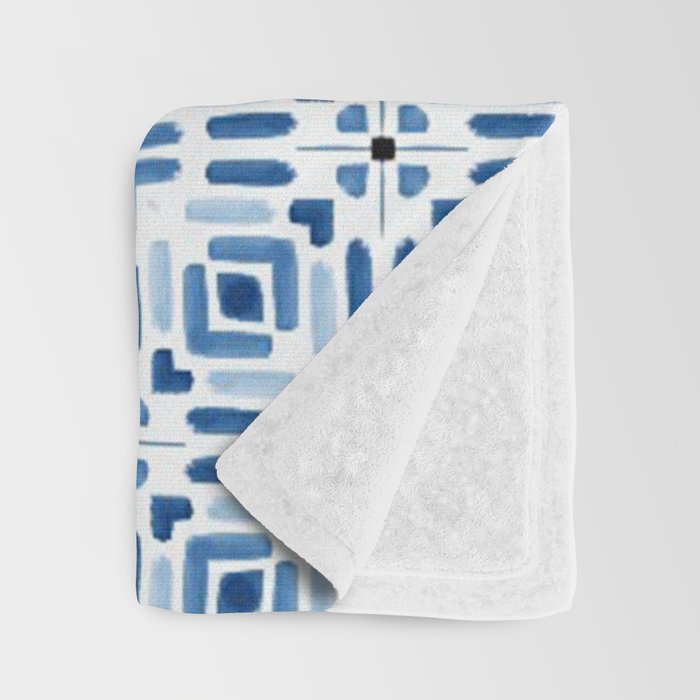 Moroccan patchwork tile - blue Throw Blanket Gallery Image 3