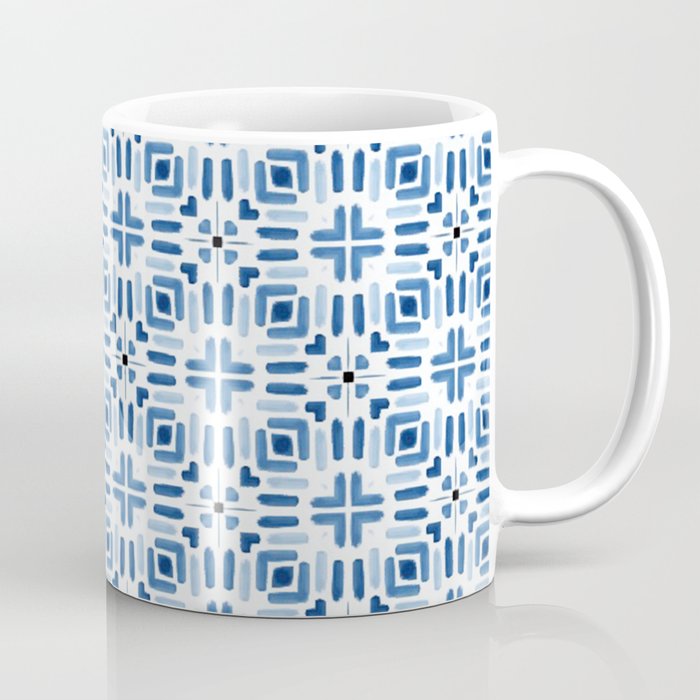 Moroccan patchwork tile - blue Coffee Mug Gallery Image 1