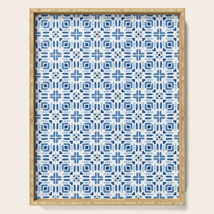 Moroccan patchwork tile - blue Serving Tray Gallery Image 1