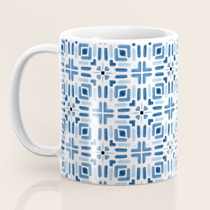 Moroccan patchwork tile - blue Coffee Mug Gallery Image 3