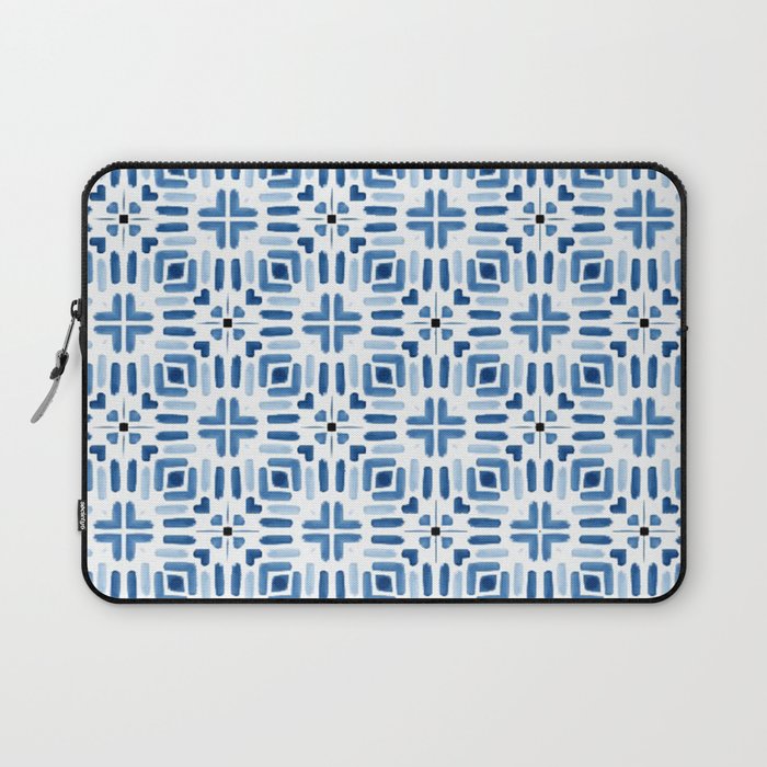 Moroccan patchwork tile - blue Laptop Sleeve Gallery Image 1