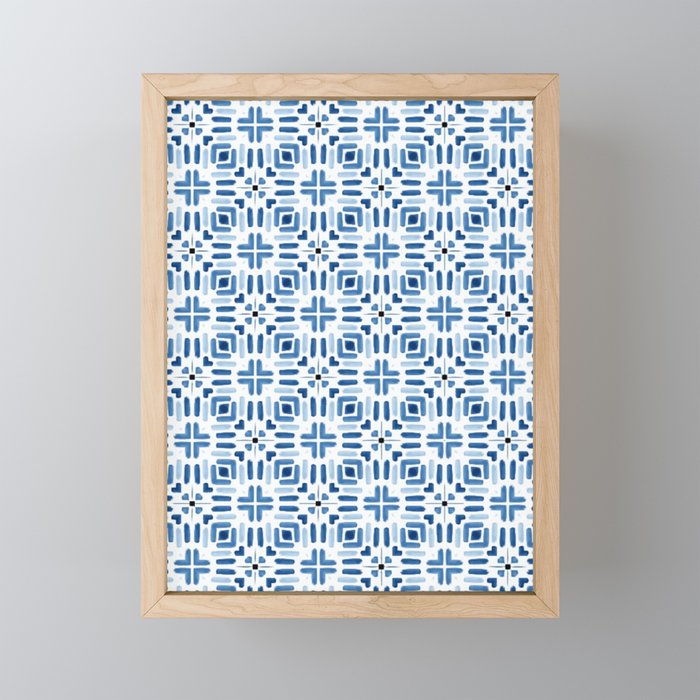 Moroccan patchwork tile - blue Mini Art Print Gallery Image 1