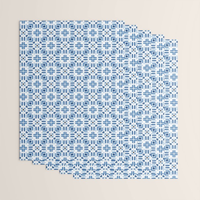 Moroccan patchwork tile - blue Wrapping Paper Gallery Image 3